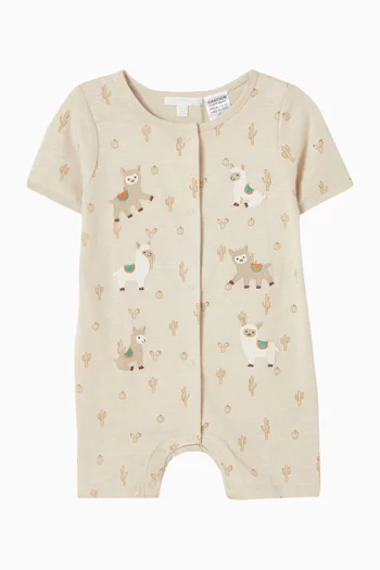 لباس قطعة واحدة بنقشة لاما قطن عضوي