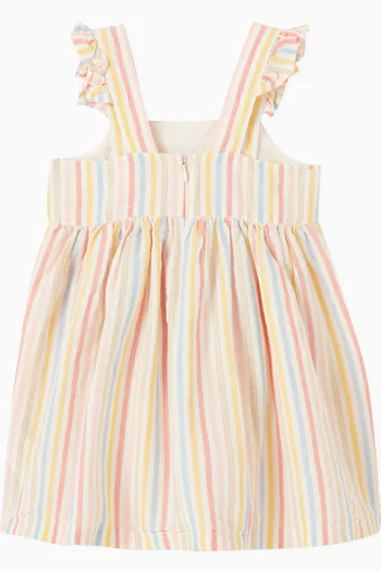 Fiesta Stripe Pinafore in Organic Cotton-linen Blend