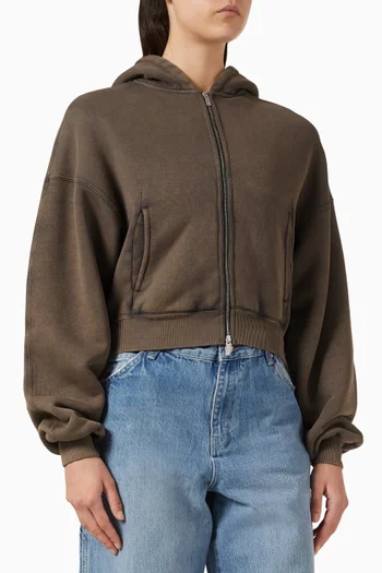 Oversized Initial Crop Hoodie in Fleece