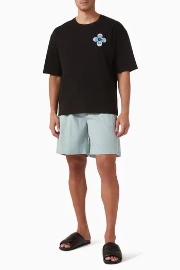 Flower Embroidered T-shirt in Cotton