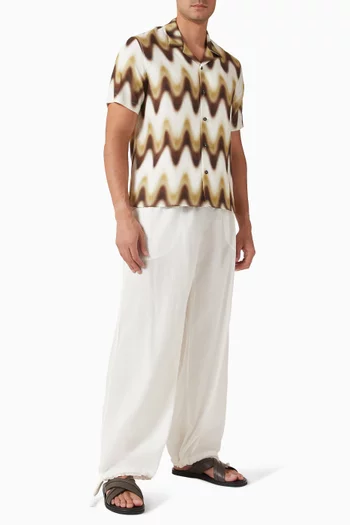 Gradient Wave Slim Bowling Shirt