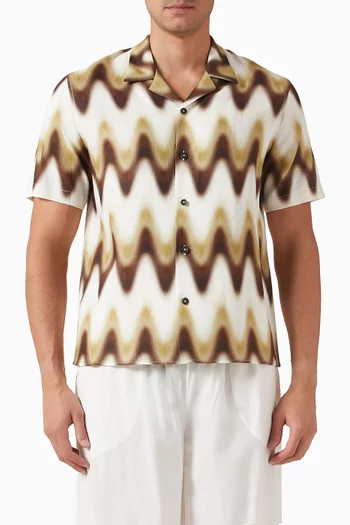 Gradient Wave Slim Bowling Shirt