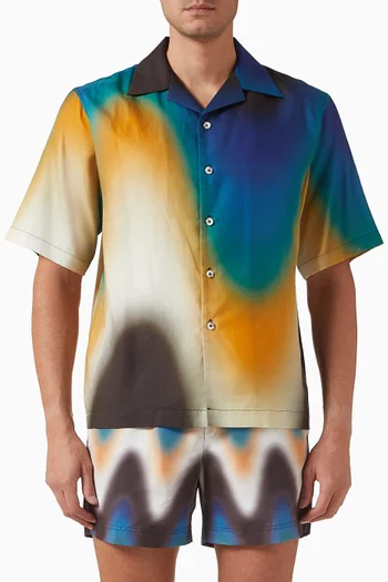 Gradient Wave Bowling Shirt in Silk