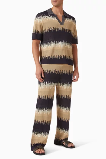 Frequency Wave Jacquard Polo Shirt in Viscose-blend