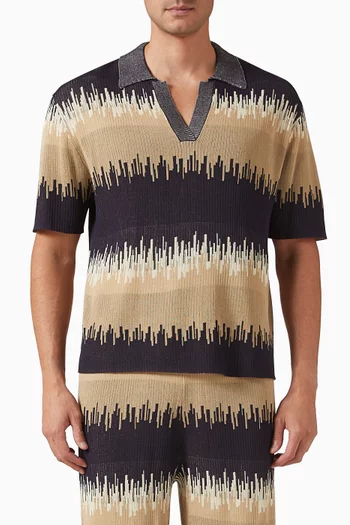 Frequency Wave Jacquard Polo Shirt in Viscose-blend