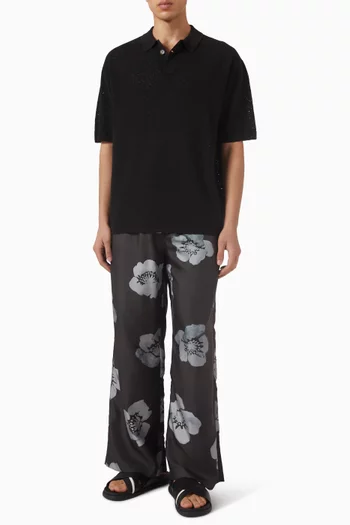 Button Through Polo Shirt in Cotton-blend