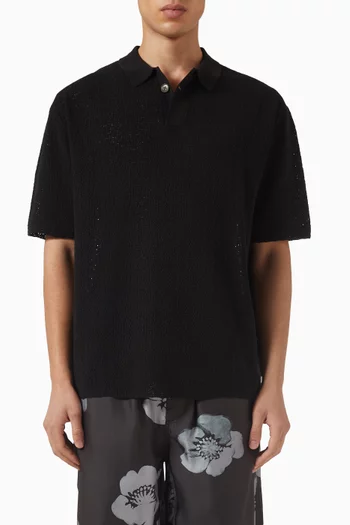 Button Through Polo Shirt in Cotton-blend