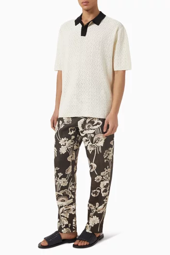 Button Through Polo Shirt in Cotton-blend