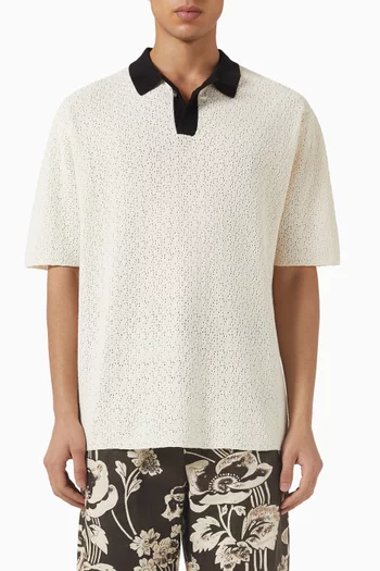 Button Through Polo Shirt in Cotton-blend