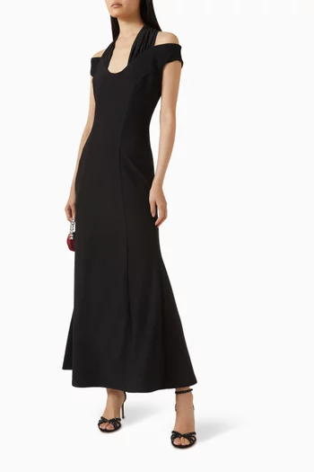 فستان بأكتاف مكشوفة نسيج كريب