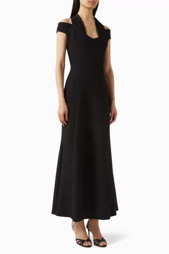 فستان بأكتاف مكشوفة نسيج كريب