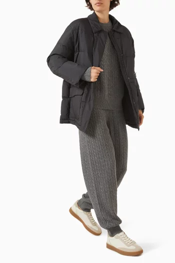 سترة راي منسوجة بغرزة الضفيرة كشمير