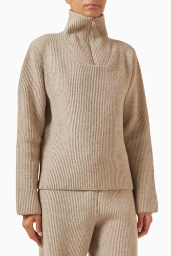 Gladys Half-zip Sweater in Wool-knit