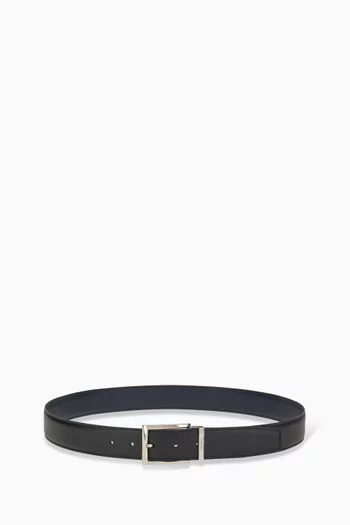 حزام بوجهين وإبزيم مستطيل جلد