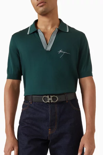 حزام بوجهين مزين بشعار جانشيني جلد