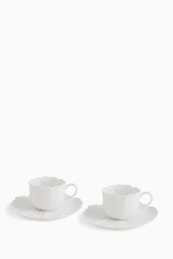 Gardenia Teacups & Saucers, Set of 2