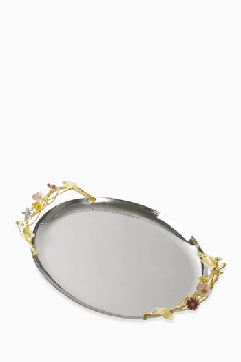 Wildflowers Medium Oval Tray in Metal