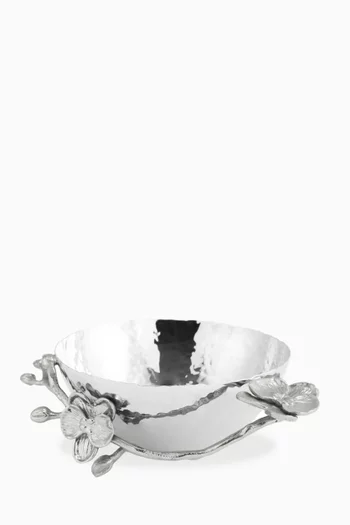 White Orchid Nut Dish in Stainless Steel