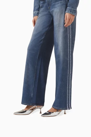 حذاء كلاسيك اسينت لامع بسير خلفي وكعب 55 مم جلد