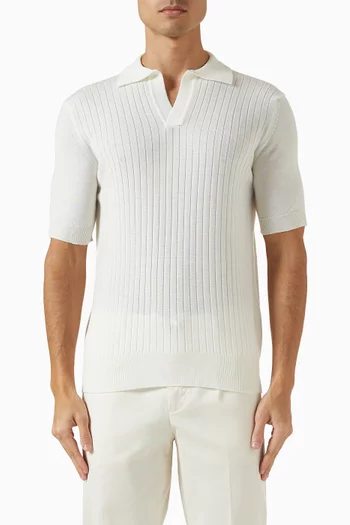 Buttonless Ribbed Polo Shirt in Cashwool®