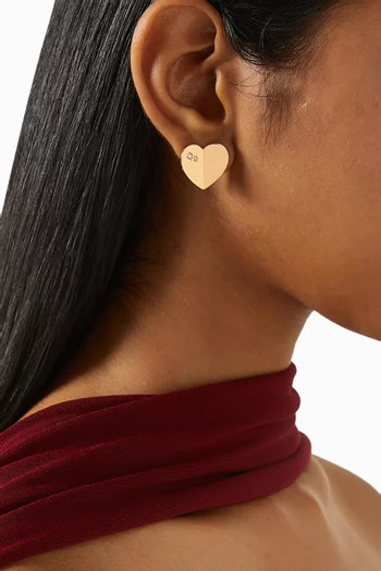 أقراط هيام كبيرة على شكل قلب ذهب وردي عيار 18