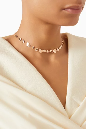 قلادة رقبة هيام على شكل قلب ذهب وردي عيار 18