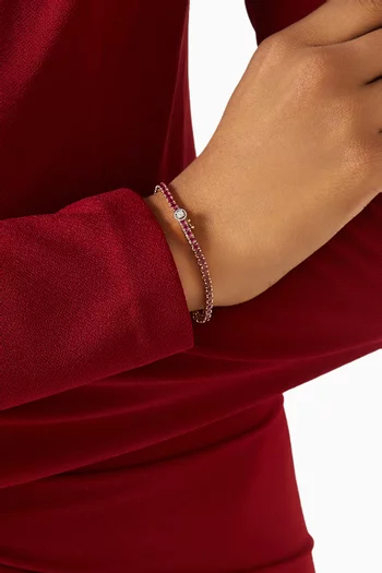 سوار سلاسل مرصع بياقوت أحمر ذهب وردي عيار 18