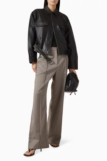 بنطال أوبا بطيّات مزيج صوف