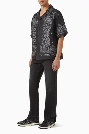 Bandana Paint Oversized Bowling Shirt in Silk