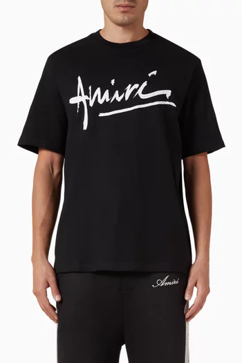 Script-print T-shirt in Cotton