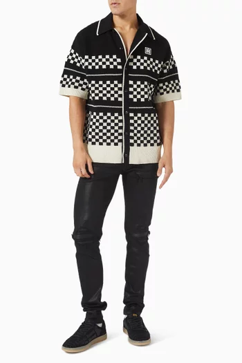 Checkered Mesh Shirt in Wool