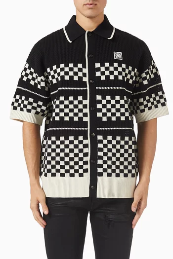 Checkered Mesh Shirt in Wool