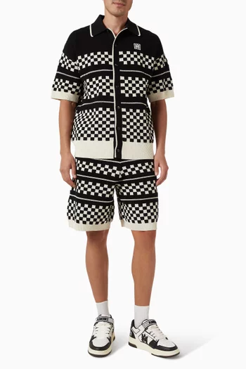 Checkered Shorts in Mesh-knit