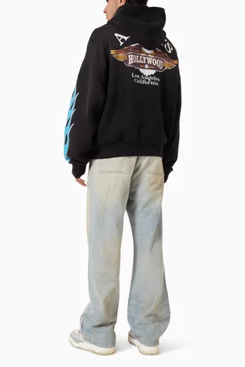 Flames Zip Hoodie in Cotton-fleece