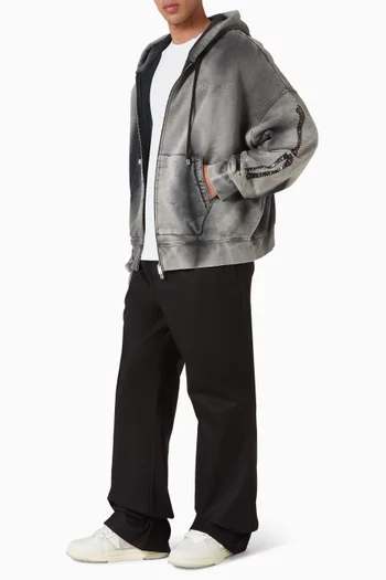 Bones Studded Oversized Zip Hoodie in Cotton-fleece