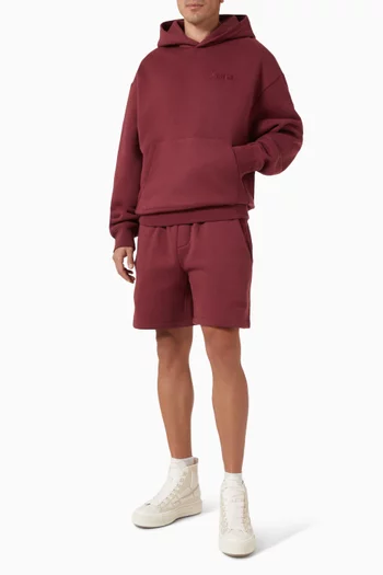 كنزة بغطاء رأس بقصة فضفاضة ومطرزة بشعار الماركة صوف قطني