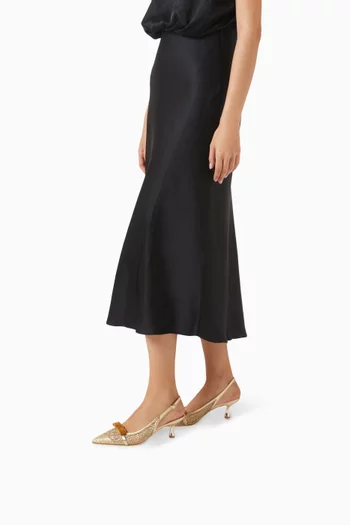 حذاء كلاسيك جاما بسير خلفي وكعب 45 مم قماش شبكي مزين بغليتر