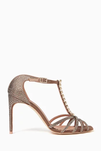 Erika 90 Sandals in Satin & Tonal Crystals