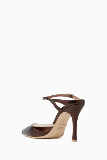 حذاء يولا مفتوح من الخلف بكعب 90 مم جلد نابا لامع