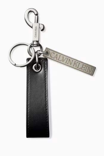 Graphic Key Fob in Leather