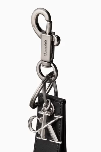 Bold CK Logo Key Fob in Leather