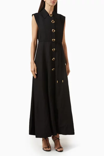 Sacha Midi Dress in Linen Blend