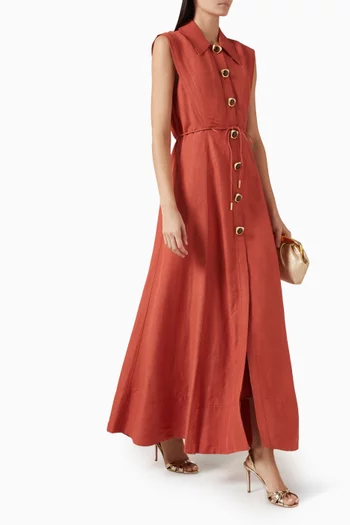 Sacha Midi Dress in Linen Blend