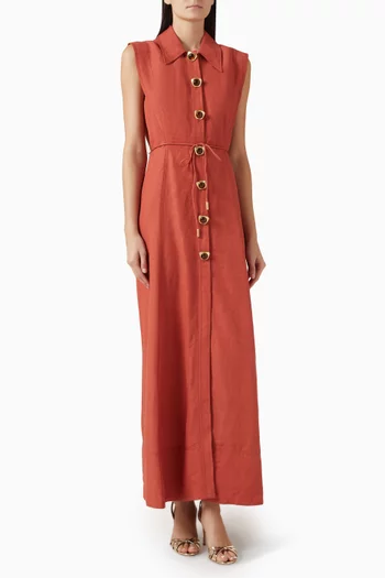Sacha Midi Dress in Linen Blend