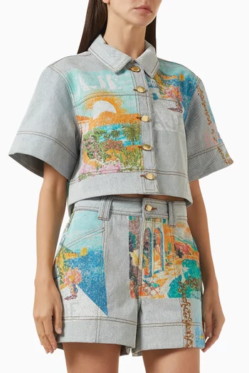 Mae Crop Shirt in Denim