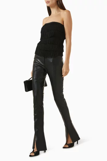 بنطال جينز سبات بخصر مرتفع جلد نباتي