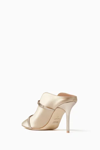 Maureen 85 Mules in Satin & Metallic Nappa
