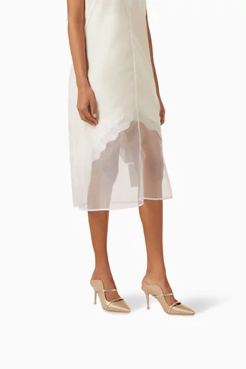 Maureen 85 Mules in Satin & Metallic Nappa