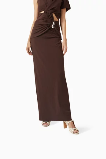 حذاء نورا مفتوح من الخلف بكعب 70 مم خوص وجلد