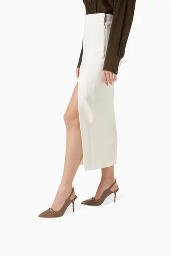 Marion 85 Slingback Pumps in Lizard-embossed Leather